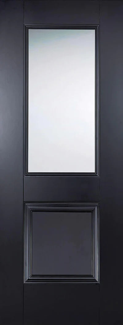 Arnhem Black Primed 1 Glazed Clear Bevelled Light Panel Interior Door - All Sizes