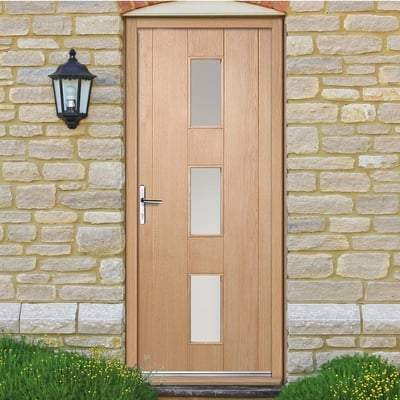 Copenhagen Oak Unfinished 3 Double Glazed Frosted Light Panels External Door - All Sizes-LPD Doors-Ultra Building Supplies