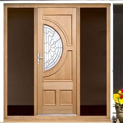 Empress Oak Unfinished 1 Double Glazed Bevelled Zinc Clear Light Panel External Door - All Sizes-LPD Doors-Ultra Building Supplies