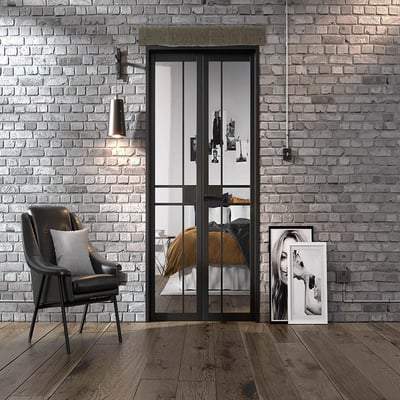 Greenwich Black Primed 10 Glazed Clear Light Panels Interior Room Divider - 2031mm x 1246mm-LPD Doors-Ultra Building Supplies