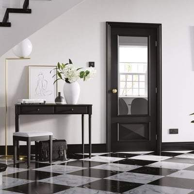 Knightsbridge Black Primed 1 Glazed Clear Light Panel Interior Door - All Sizes-LPD Doors-Ultra Building Supplies