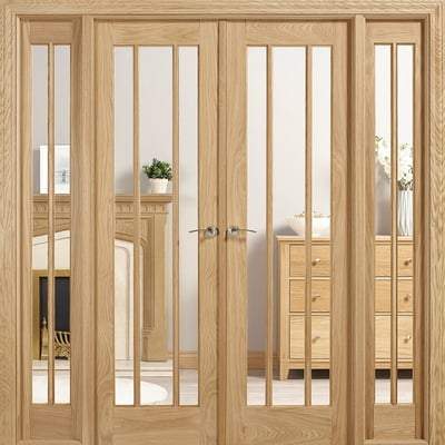 Lincoln Oak Unfinished 10 Glazed Clear Light Panels Interior Room Divider - 2031mm x 1904mm-LPD Doors-Ultra Building Supplies