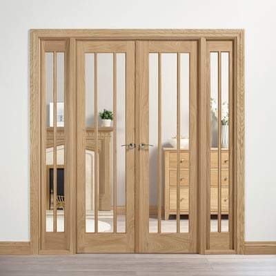 Lincoln Oak Unfinished 10 Glazed Clear Light Panels Interior Room Divider - 2031mm x 1904mm-LPD Doors-Ultra Building Supplies