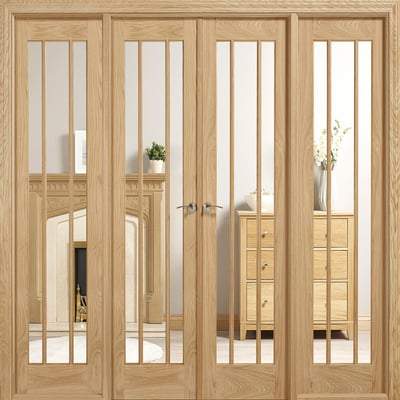 Lincoln Oak Unfinished 12 Glazed Clear Light Panels Interior Room Divider - 2031mm x 2478mm-LPD Doors-Ultra Building Supplies