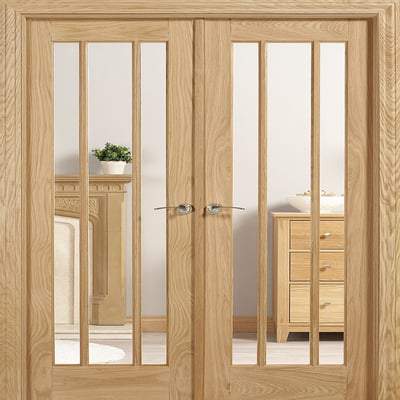 Lincoln Oak Unfinished 6 Glazed Clear Light Panels Interior Room Divider - 2031mm x 1246mm-LPD Doors-Ultra Building Supplies