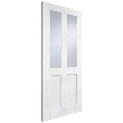 London White Primed 2 Glazed Clear Light Panels Interior Door - All Sizes-LPD Doors-Ultra Building Supplies