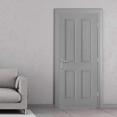 Moulded Textured Grey Pre-Finished 4 Panel Interior Door - All Sizes-LPD Doors-Ultra Building Supplies