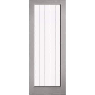 Moulded Textured Vertical Grey Pre-Finished 1 Glazed Clear With Frosted Lines Light Panel - All Sizes-LPD Doors-Ultra Building Supplies