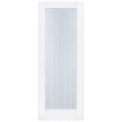 Moulded Textured Vertical White Primed 1 Glazed Clear With Frosted Lines Light Panel - All Sizes-LPD Doors-Ultra Building Supplies