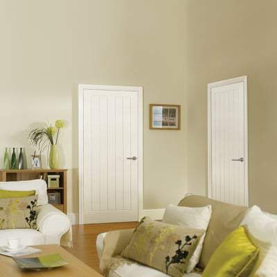 Moulded Textured Vertical White Primed 5 Panel Interior Door - All Sizes-LPD Doors-Ultra Building Supplies