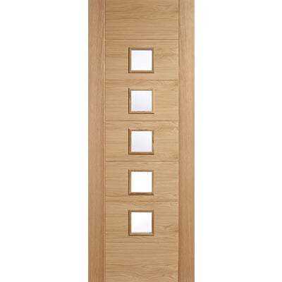 Oak Carini 5 Clear Light Panel Pre-Finished Internal Door - All Sizes-LPD Doors-Ultra Building Supplies