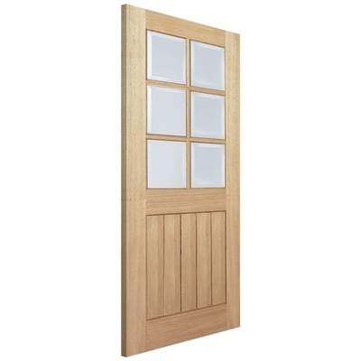 Oak Mexicano 6 Light Clear Bevelled Panel Pre-Finished Internal Door - All Sizes-LPD Doors-Ultra Building Supplies