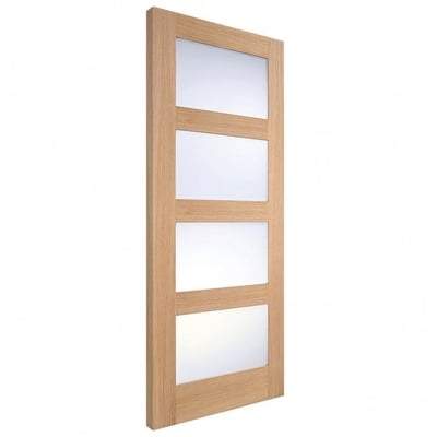 Oak Shaker 4 Clear Glass Light Panel Pre-Finished Internal Door - All Sizes-LPD Doors-Ultra Building Supplies