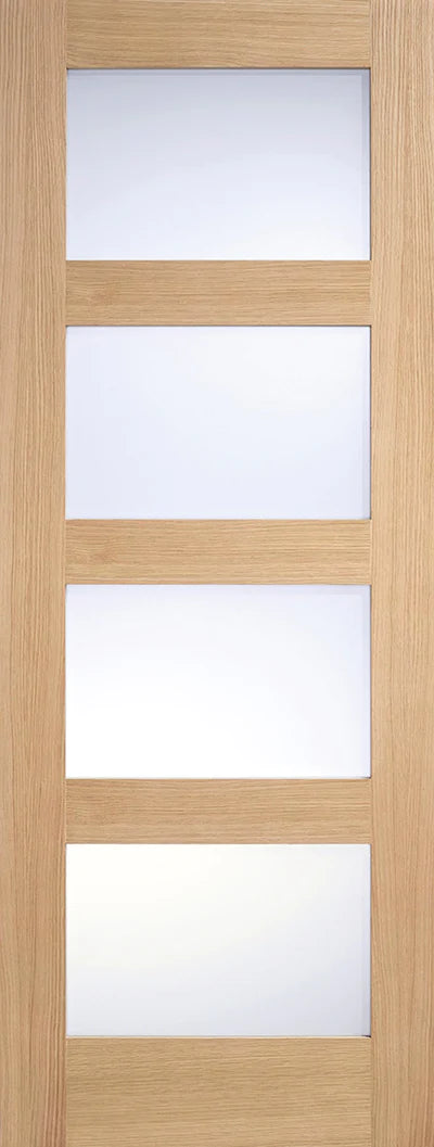 Oak Shaker 4 Frosted Glass Light Panel Pre-Finished Internal Door - All Sizes