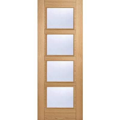 Oak Vancouver 4 Light Clear Glazed Pre-Finished Internal Door - All Sizes-LPD Doors-Ultra Building Supplies