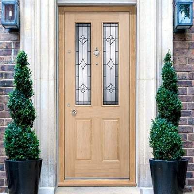 Salisbury Oak Unfinished 2 Part Obscure Double Glazed Light Panels External Door - All Sizes-LPD Doors-Ultra Building Supplies