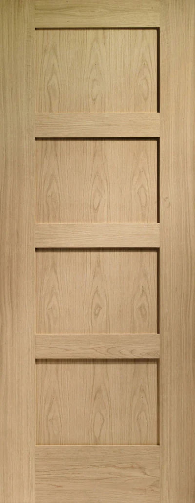 Oak Shaker 4 Panel Un-Finished Internal Door - All Sizes