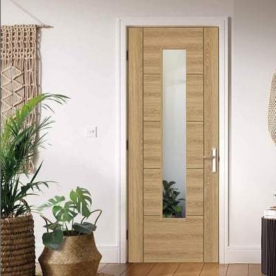 Vancouver Oak Laminated 1 Glazed Clear Light Panel Interior Door - All Sizes-LPD Doors-Ultra Building Supplies